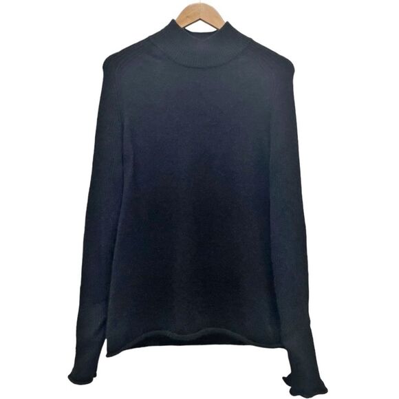 Magaschoni 100% Cashmere Sweater Black Mockneck Soft Pullover Women’s Size Large - Picture 1 of 8
